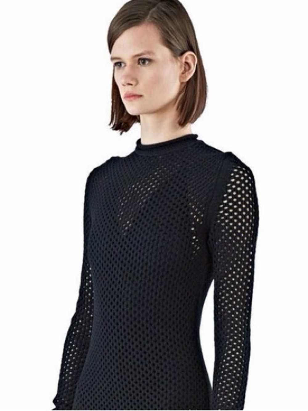 Proenza Schouler Black Open Knit Long Sleeve Top Goth Avant Garde